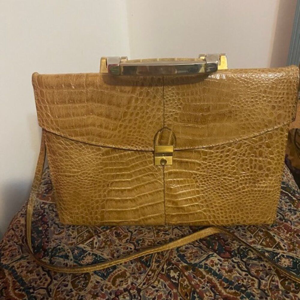 Amelia Berko "70's Vintage" Leather Crocodile print shoulder bag